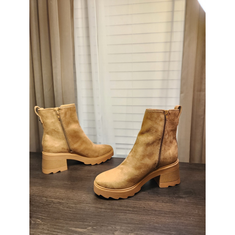 Zodiac Women's Chunky Block Chelsea Zip On Boots Booties 8.5 M Khaki Tan Brown - Picture 10 of 16